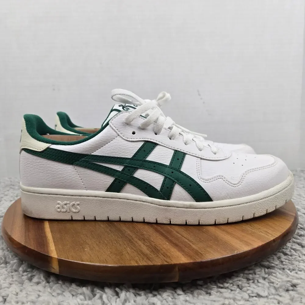 Asics Mens 10.5 Japan S White Jasper Green Leather Casual Retro Low Top Sneaker